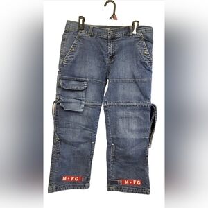 Vintage Marithe Francois Girbaud Mens Jeans Tape Straps Cargo Size 32 Inseam 26